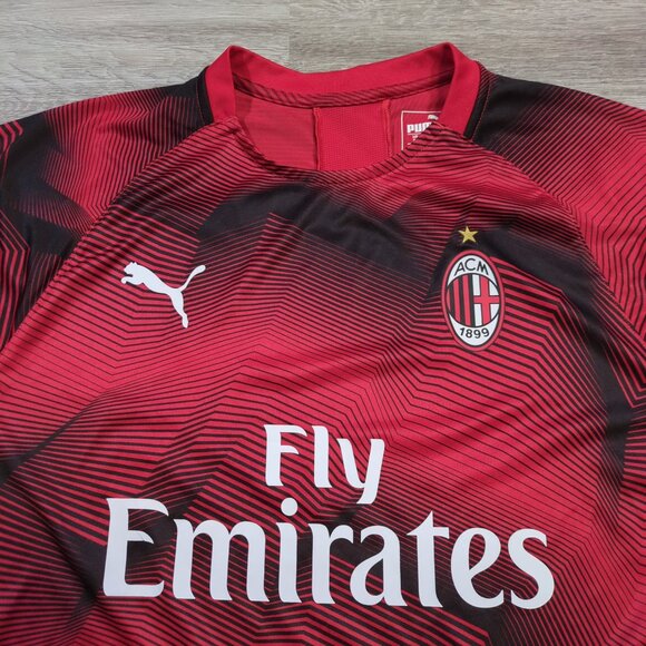 Puma Men's Size XL AC Milan Training Jersey 2018/2019 Red Black Soccer Football - Picture 4 of 9